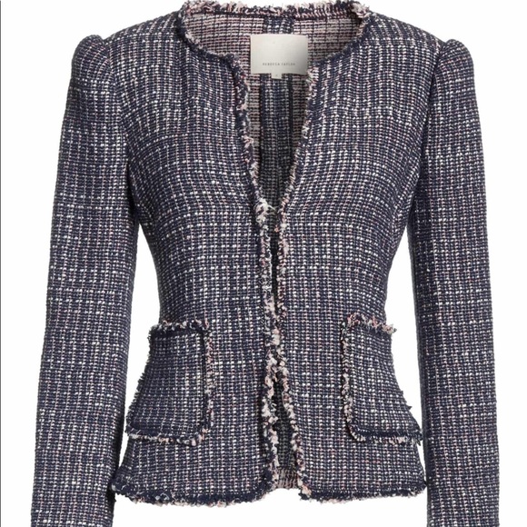 frayed edge tweed jacket
